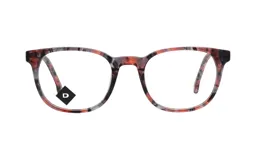 Anteojos de receta con armazón de acetato en diseño carey con tonos grises, amarillos y rojizos. Presentan una forma redondeada clásica.