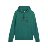 Buzo con capucha de la escudería Aston Martin Formula One Team, color verde. Presenta el logo de Aston Martin, el nombre Aramco y el logo de Puma estampados en el frente. Incluye bolsillo tipo canguro y cordones ajustables en la capucha.