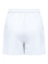 Short de tiro alto confeccionado en mezcla de lino, viscosa y algodón. Presenta diseño con pinzas frontales, cierre de botón y bolsillos laterales.