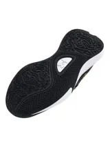 Championes de básquetbol Under Armour modelo Lockdown 7, con diseño en color negro y detalles en dorado. Presentan una estructura resistente con entresuela blanca y suela de goma negra, ideales para el rendimiento en cancha.