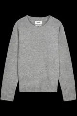 Sweater gris de tejido de punto liso con abertura en los codos.