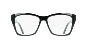 Anteojos de receta Ferragamo modelo 3030, con armazón de acetato negro de forma rectangular con bordes ligeramente redondeados.