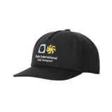 Gorra de béisbol negra con visera curva y bordado frontal con logo y texto Katin International Calif. Designed.