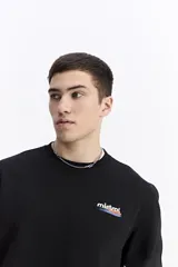 Buzo de cuello redondo con estampado artístico en la espalda que incluye la frase 'Invisible Rise' y el logo de la marca Mistral. Presenta puños y ruedo acanalados.