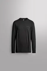 Camiseta técnica de manga larga Zara Athleticz, modelo primera capa, de color negro con corte slim fit y cuello redondo. Cuenta con detalle de logo estampado en el pecho.