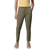 Pantalón de corte recto color verde militar, con cintura elástica y bolsillos laterales.