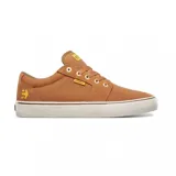 Championes Etnies Barge LS color marrón con logo amarillo en el lateral y suela blanca.