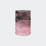 Braga de cuello multifuncional Buff, modelo Thermonet Cloudbreaker en colaboración con 686. Presenta un diseño estampado con efecto de mármol en tonos degradados de rosa y gris. Confeccionada en tejido ligero, transpirable y aislante, sin costuras y con alta elasticidad.