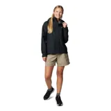 Campera impermeable Columbia modelo Hikebound II, color negro, con capucha ajustable, cierre frontal con solapa, bolsillos con cremallera y puños ajustables.