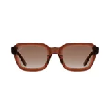 Lentes de sol Indie modelo Tune, con marco rectangular color marrón y lentes degradadas en tono marrón.