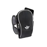 Bolso Adidas negro con logo blanco y detalles en blanco.