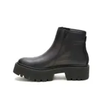 Bota tipo chelsea de cuero liso con plataforma dentada y cierre lateral metálico. Presenta el logo de la marca en el lateral y una construcción robusta con suela de goma de alta tracción.