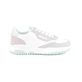 Championes deportivos American Sport modelo Sofia D45, color blanco con detalles en gris y celeste.