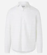 Camisa regular para hombre de la marca Marfinno, confeccionada en mezcla de algodón y lino con diseño texturizado grid, cuello inglés y manga larga.