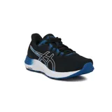 Championes de running Asics modelo Gel-Excite 8, color negro y azul con entresuela blanca y amortiguación AmpliFoam.
