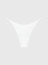 Colaless de microfibra suave color blanco, con talle medio y laterales de cuerda ajustables con herrajes plateados.