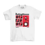 Remera blanca de manga corta con estampado frontal gráfico de The Rolling Stones, con diseño de la gira Flashpoint 1989/90.