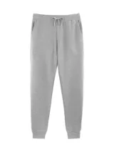 Pantalón babucha deportivo unisex azul, de tiro alto, con puños y cordones ajustables.