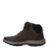 Botas de caña media Freeway modelo Terra, confeccionadas en nobuk color marrón con puntera reforzada en cuero sintético negro. Presentan cordones negros, cuello acolchado y suela de goma dentada con entresuela en tono gris.