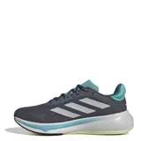 Championes de running Adidas Response Super, color gris con detalles en turquesa y amarillo neón. Presentan el logo de la marca en el lateral y una suela con tecnología de amortiguación.
