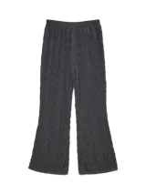 Pantalón wide leg negro de tiro alto con cintura elastizada, confeccionado en tejido de punto con mezcla de poliéster reciclado y elastano.
