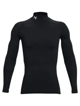 Remera térmica de manga larga Under Armour ColdGear Armour Comp Mock, color negro, con cuello alto y ajuste ceñido. Cuenta con el logo de la marca estampado en el cuello.