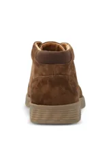 Botas tipo chukka Hush Puppies modelo Spinal City, confeccionadas en cuero gamuzado color chocolate. Presentan cierre mediante cordones al tono, costuras reforzadas y suela de poliuretano con tecnología Spinal para mayor amortiguación y tracción.