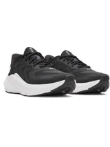 Championes de running Under Armour Turbulence 3, color negro con suela blanca. Presentan parte superior de malla de doble capa para mayor transpirabilidad y mediasuela con amortiguación Charged+ para una pisada suave y reactiva.