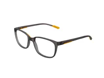 Armazón para anteojos de acetato color gris con detalles en amarillo en el interior y en las patillas. Modelo NYY GG008.