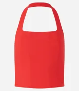 Blusa cropped frente única confeccionada en bengalina con viscosa certificada, de escote cuadrado y sin estampa.