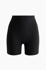 Bikers deportivas negras de tiro alto, confeccionadas en tejido funcional suave con cintura ancha de sujeción.