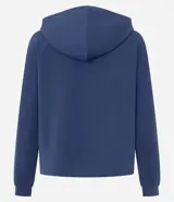 Campera deportiva Get Over de modal canelado color lila, con capucha, cierre frontal con cremallera, mangas largas raglán y puños elastizados.