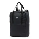 Mochila urbana Columbia de 18 litros, color negro, con compartimento para laptop de hasta 15 pulgadas, bolsillo lateral para botella y bolsillo frontal con cierre. Cuenta con correas de hombro y manijas superiores, además de respaldo acolchado.