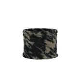 Cuello térmico de tejido polar con diseño estampado en tonos oscuros y tierra. Accesorio versátil para proteger el cuello del frío.