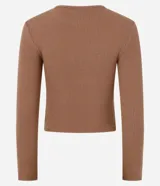 Blusa regular de viscosa texturizada con malla acanalada, cuello redondo y manga larga, de la marca Blue Steel.