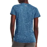Remera deportiva Under Armour de mujer, color gris jaspeado, de corte amplio y tejido UA Tech™ de secado rápido.