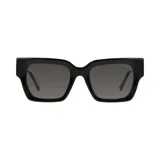 Lentes de sol Azzaro con montura cuadrada de acetato color negro y lentes grises.