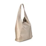 Cartera tipo shopper de cuero sintético color negro, con diseño amplio y minimalista, manijas cómodas para el hombro y costuras visibles.