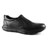 Zapato casual Hi-Tec Brock de cuero negro, sin cordones, con elásticos laterales y suela de goma.