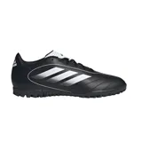 Championes de fútbol Adidas modelo Goletto IX TF, color negro con las icónicas tres tiras en blanco. Diseñados con suela de tapones pequeños para césped artificial, ofrecen un ajuste seguro y gran durabilidad.