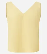 Musculosa azul marino con escote en V y diseño sin mangas, confeccionada en mezcla de viscosa y poliéster.
