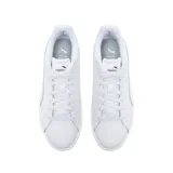 Championes Puma modelo Karmen II L, color blanco con plataforma alta, diseño urbano y detalles metalizados.