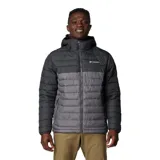Campera técnica Columbia con tecnología Omni-Heat termorreflectante y aislamiento Thermarator. Presenta un diseño bicolor en tonos gris oscuro y gris medio, con capucha ajustable, cierre frontal completo, bolsillos laterales con cremallera y puños elásticos.
