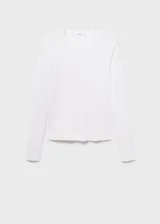Camiseta de manga larga con cuello redondo y diseño recto, confeccionada en algodón.