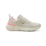 Championes deportivos Skechers modelo Skech-Air Dynamight 2.0 - New Heights, color beige con detalles en rosado y verde, confeccionados en malla con capas de cuero sintético, plantilla Memory Foam y entresuela con cámara de aire Skech-Air.