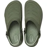 Zuecos Crocs modelo Classic Clog Yukon Vista II para hombre, color gris oscuro, con parte superior de piel sintética y correa ajustable en el talón.