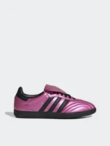 Zapatillas Adidas Samba LT color rosa metalizado con detalles en negro.