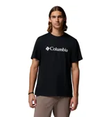 Remera de algodón orgánico color negro, con cuello redondo, mangas cortas y logo de la marca estampado en blanco en el centro del pecho.