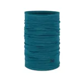 Cuello tubular Buff de lana merino, color verde azulado.