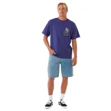 Bermuda de jean Rip Curl modelo Super Computer Denim 21", color celeste, con bolsillos laterales y traseros, cierre frontal con botón y bragueta, y costuras reforzadas.